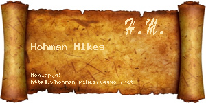 Hohman Mikes névjegykártya
